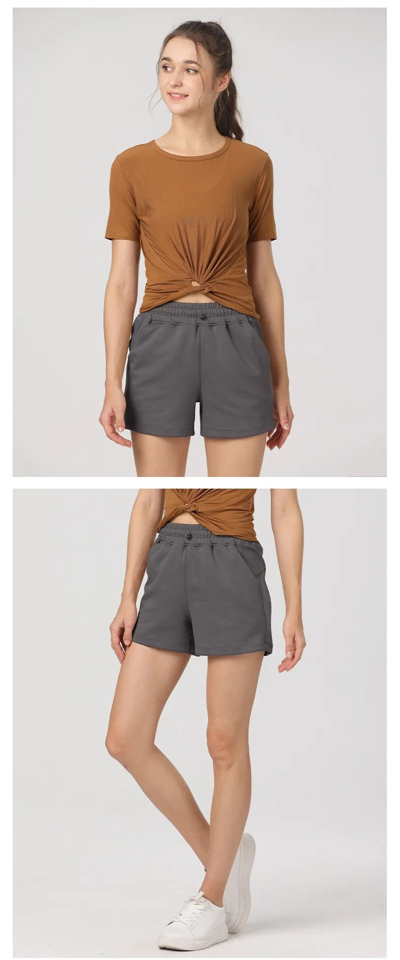 Women Cotton Yoga Shorts Soft Comfy Gym Shorts Casual Summer Cycling Sports Short Pants High Waist Running Clothes With Pockets