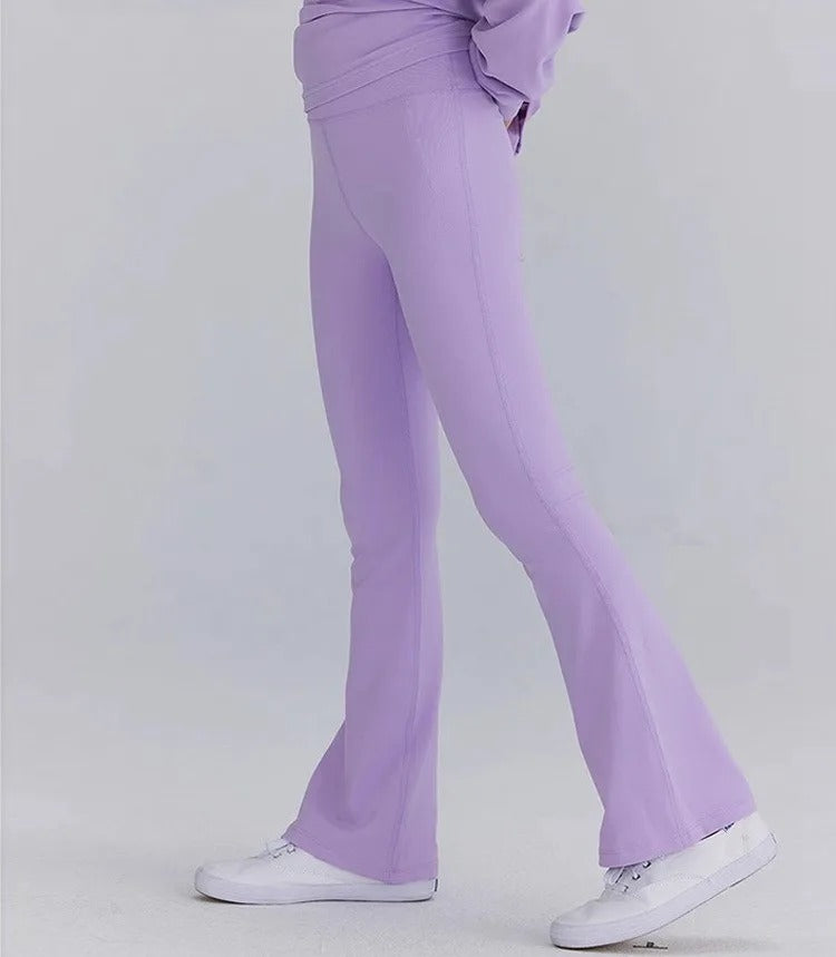 Girls Flare Leggings Children Dance Yoga Bell Bottom Pants Soft Stretchy Kids Casual Trousers Outdoor Sports Training Tights