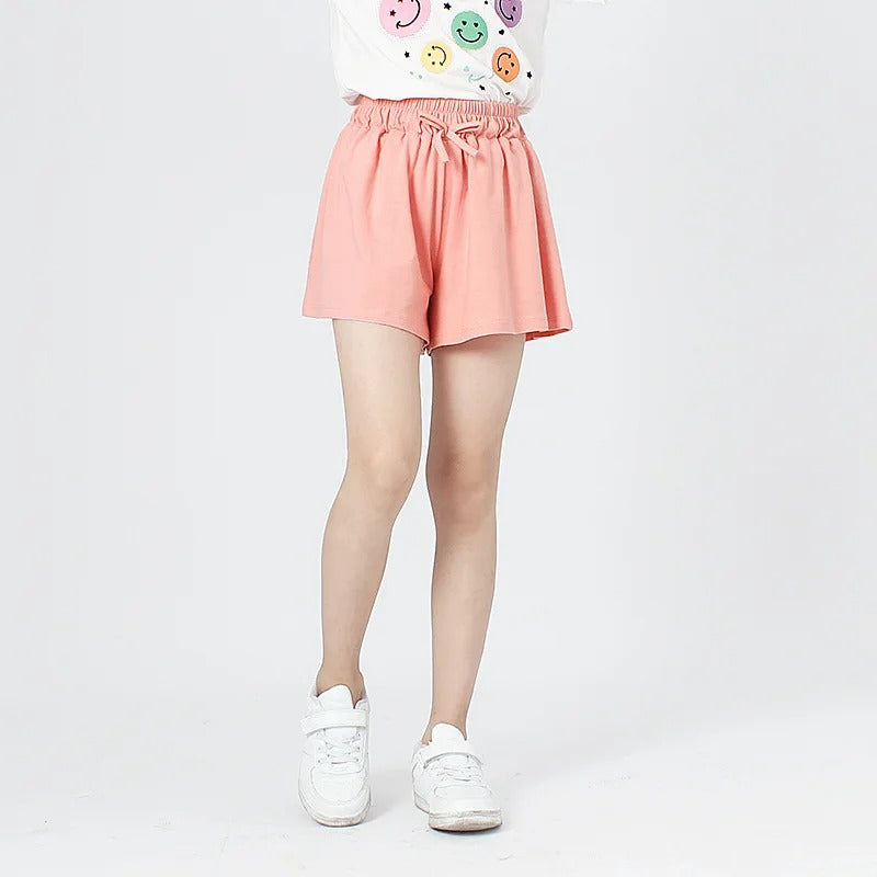 Summer Kids Leisure Shorts Fashionable Korean Style Girls Bow Shorts Children Capris Solid Casual Pants Breath Sports Trousers