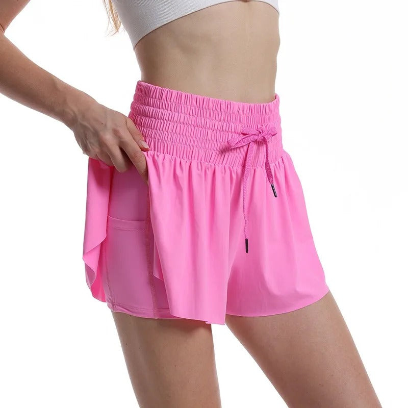 High Waist Flowy Athletic Shorts Women Quick-dry Tennis Skirt Breathable Outdoor Culottes Running Fitness Badminton Cheer Short
