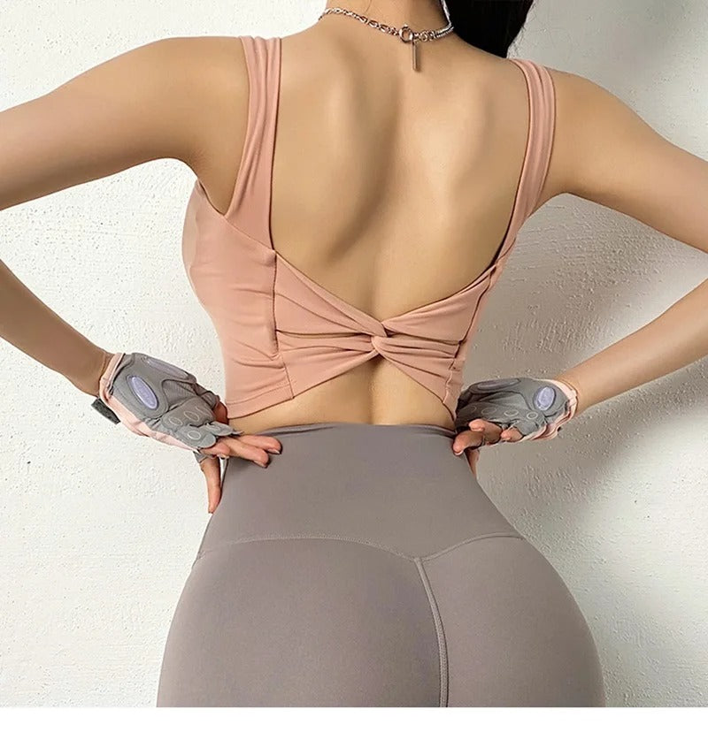 Women Sports Bra Fitness Underwear Camis Push Up Yoga Crop Top Bras Solid Athletic Vest Gym Shirt Sportswear