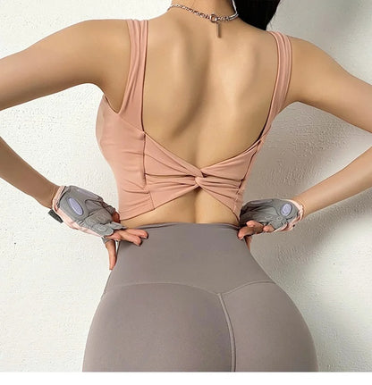 Women Sports Bra Fitness Underwear Camis Push Up Yoga Crop Top Bras Solid Athletic Vest Gym Shirt Sportswear