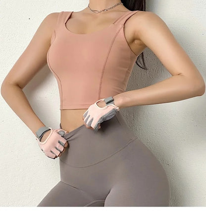 Women Sports Bra Fitness Underwear Camis Push Up Yoga Crop Top Bras Solid Athletic Vest Gym Shirt Sportswear