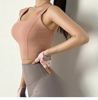 Women Sports Bra Fitness Underwear Camis Push Up Yoga Crop Top Bras Solid Athletic Vest Gym Shirt Sportswear