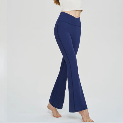 Seamless Leggings Women Yoga Pants Pockets Cross High Waist Bootcut Flared Sport Leggins Casual Dance Bell Bottoms Gym Tights