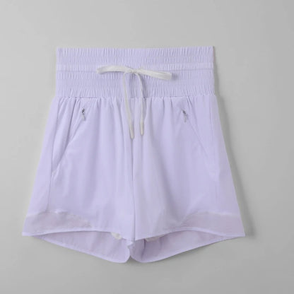 Women's Athletic Shorts High Waist Running Shorts Mesh Liner 3'' Dolphin Sporty Summer Pants Gym Workout Short With Zip Pocket