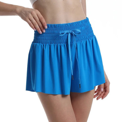 High Waist Flowy Athletic Shorts Women Quick-dry Tennis Skirt Breathable Outdoor Culottes Running Fitness Badminton Cheer Short