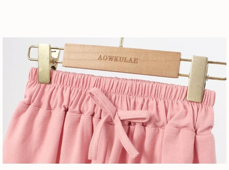 Summer Kids Leisure Shorts Fashionable Korean Style Girls Bow Shorts Children Capris Solid Casual Pants Breath Sports Trousers