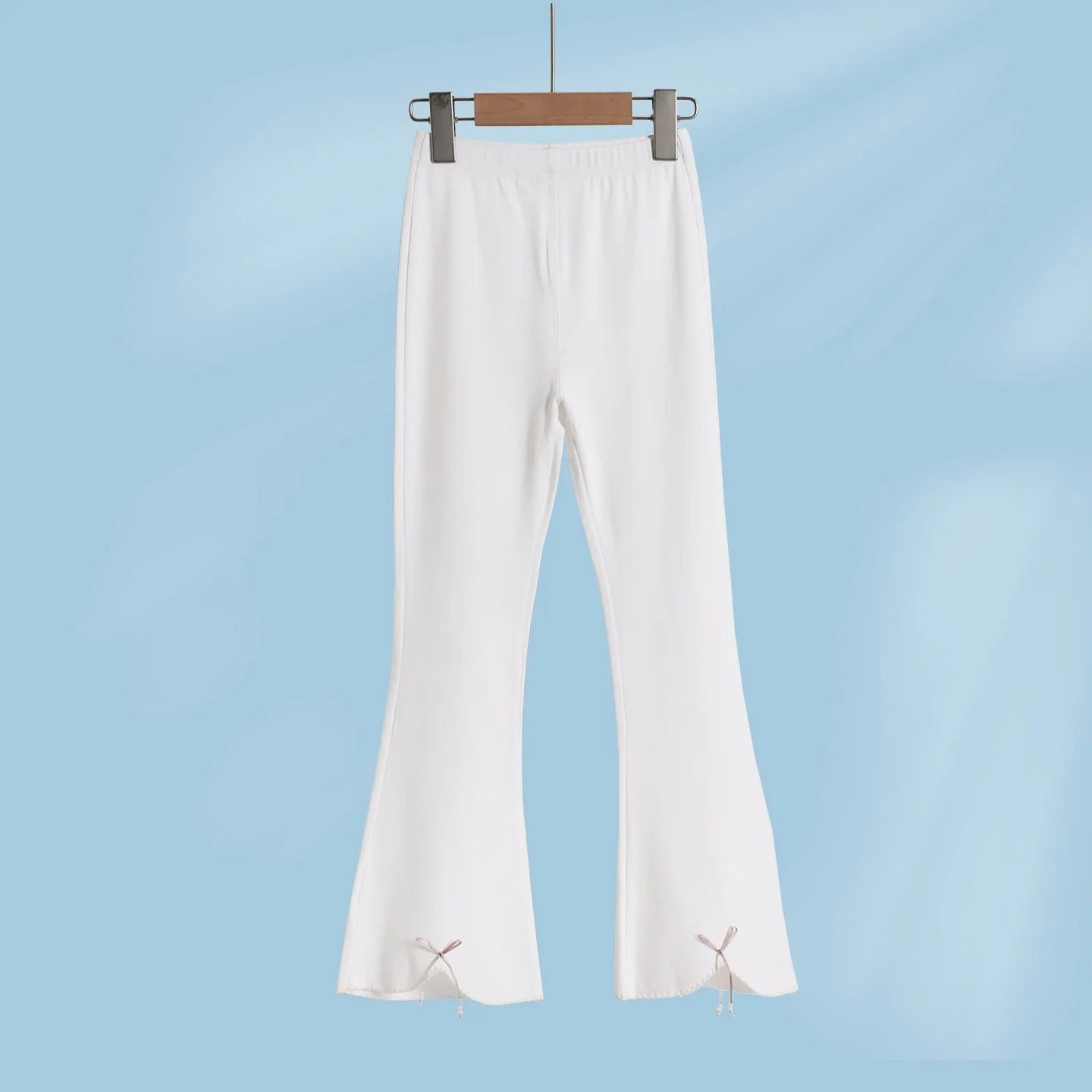 Girls Flared Pants Cotton Summer Thin Bow Tie Toddler Long Pants Loose Fit Casual Elastic Waist Cute Outfit Baby Kids Clothes