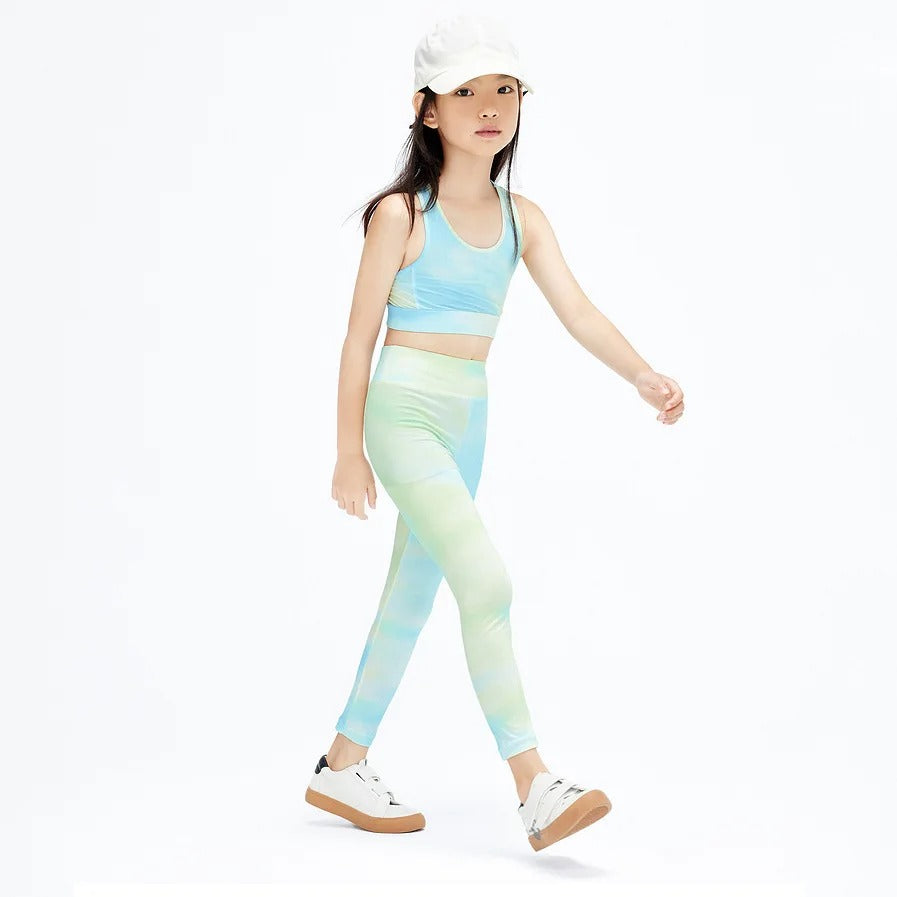 Kids Quick Dry Workout Outfit Set Girls Sportswear Training Running Gym Clothes High Elasticity Soft Breathable Yoga Suit