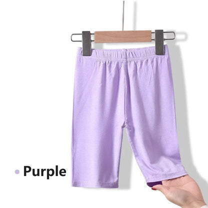 Girls Pants Fifth Shorts Soft Elastic Kids Leggings Knee Length Children Skinny Pant Solid Color 2-12Y Cropped Bottoms Leggings