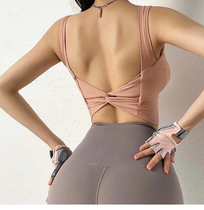 Women Sports Bra Fitness Underwear Camis Push Up Yoga Crop Top Bras Solid Athletic Vest Gym Shirt Sportswear