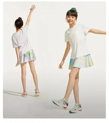 Girls Athletic Skirts With Shorts Print Pleated Tennis Skirt Dance Running Comfy Skort Lounge Cute Clothes Casual Summer Kids