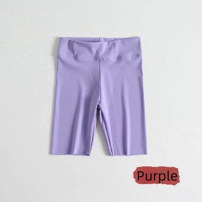 Youth Girls Shorts Summer Children Knee Length Sports Trousers Elastic Baby Leggings Bottoms Kids Yoga Pants Bike Short For Girl