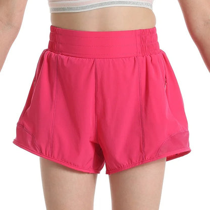 New Girls Athletic Shorts Quick Dry Running Shorts For Kids Teen Girl Active Sports Short Pants With Zip Pocket Liner Summer