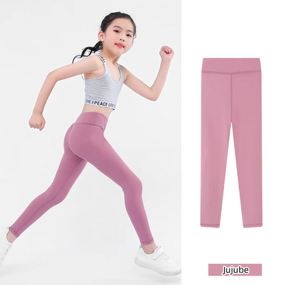 Spring Autumn Girls Leggings Solid High Waisted Tights Workout Yoga Skinny Cropped Trousers Athletic Sports Leggings Children