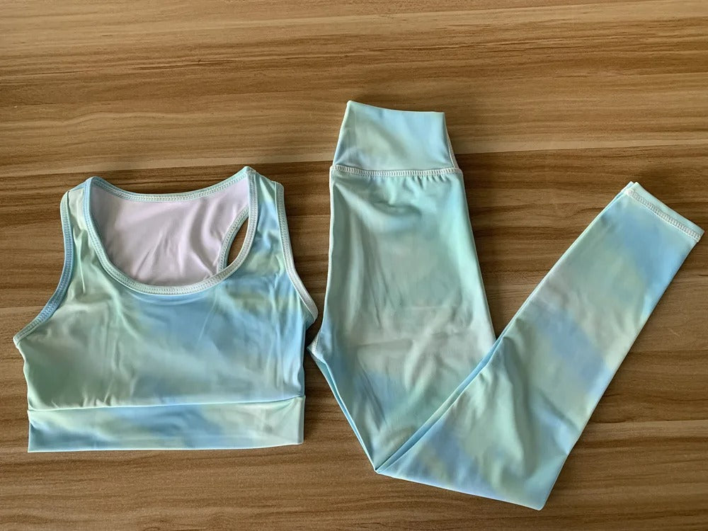 Kids Quick Dry Workout Outfit Set Girls Sportswear Training Running Gym Clothes High Elasticity Soft Breathable Yoga Suit