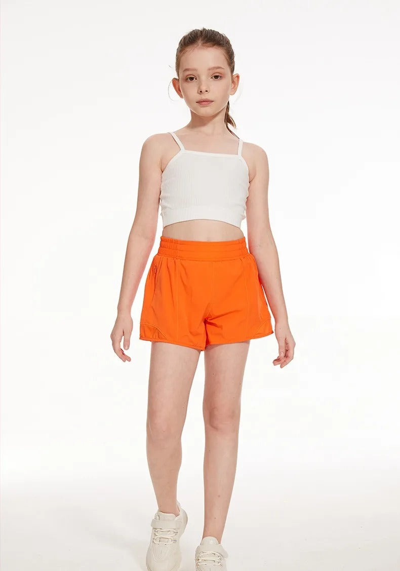 New Girls Athletic Shorts Quick Dry Running Shorts For Kids Teen Girl Active Sports Short Pants With Zip Pocket Liner Summer