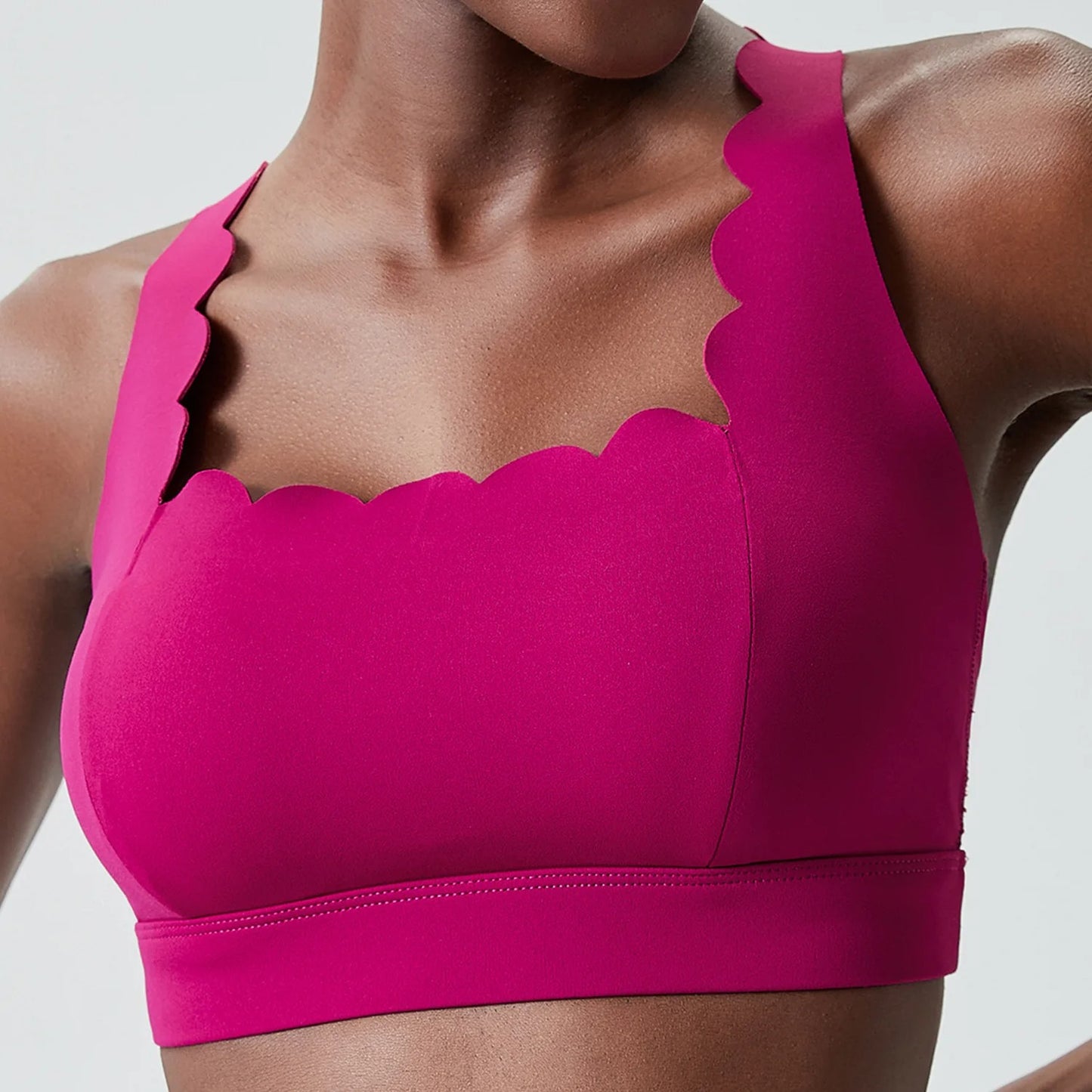 Lycra Sports Bra for Women Shock-proof Gym Workout Tops Lotus Arc Yoga Tops Square Neckline Push-up Bras Vest With Removable Pad