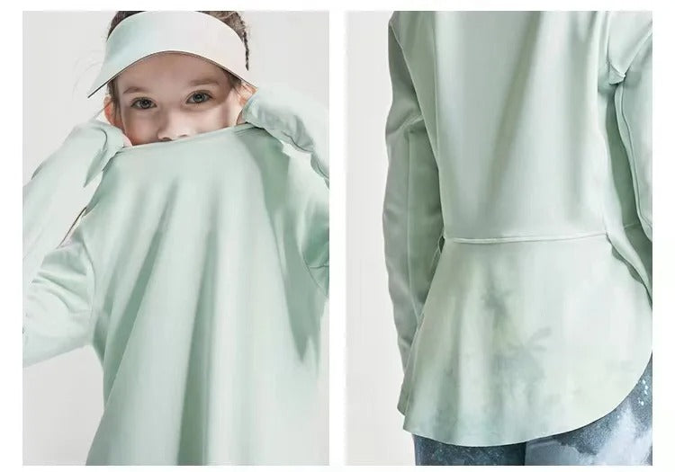 Girls' Long Sleeve Yoga T-Shirt Soft Elastic Quick Dry Children Running Sports T Shirt Kids Gym Fitness Top for Workout