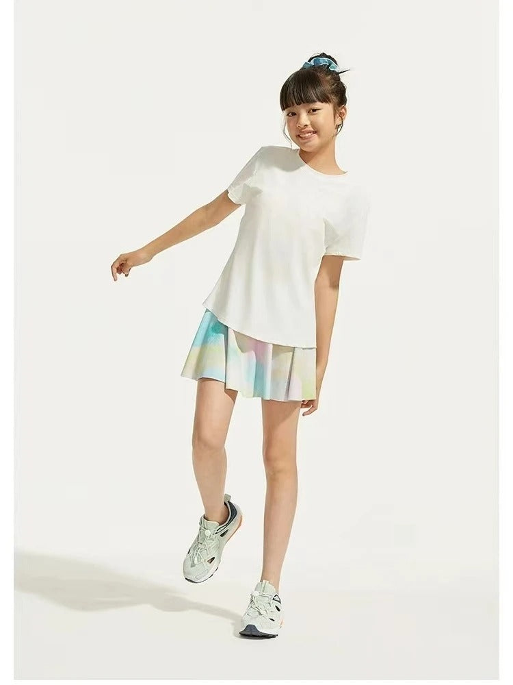 Girls Athletic Skirts With Shorts Print Pleated Tennis Skirt Dance Running Comfy Skort Lounge Cute Clothes Casual Summer Kids