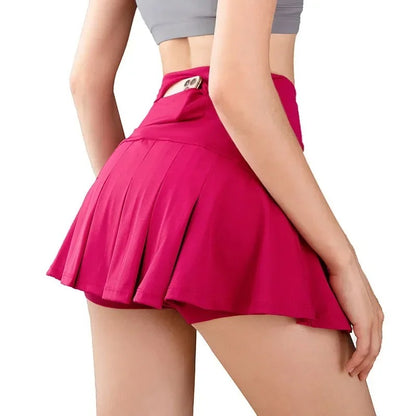 Women Tennis Skirts Golf Dancing Pocket Skorts SEXY Ladies Fitness Shorts High Waist Running Workout Pantskirt