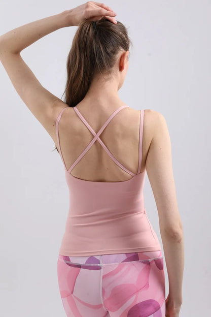 Strappy Yoga Vest Women High Impact Sports Bra Quick Dry Padded Fitness Gym Crop Top Beauty Back Dance Training Active Wear