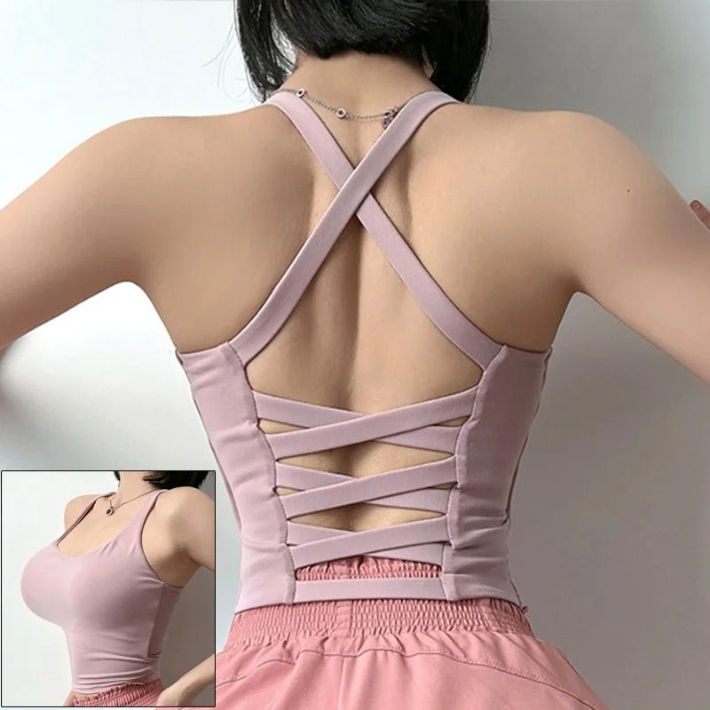 Sexy Women Sports Bra Fitness Underwear Camis Push Up Yoga Crop Top Bras Solid Athletic Vest Gym Shirt Sportswear