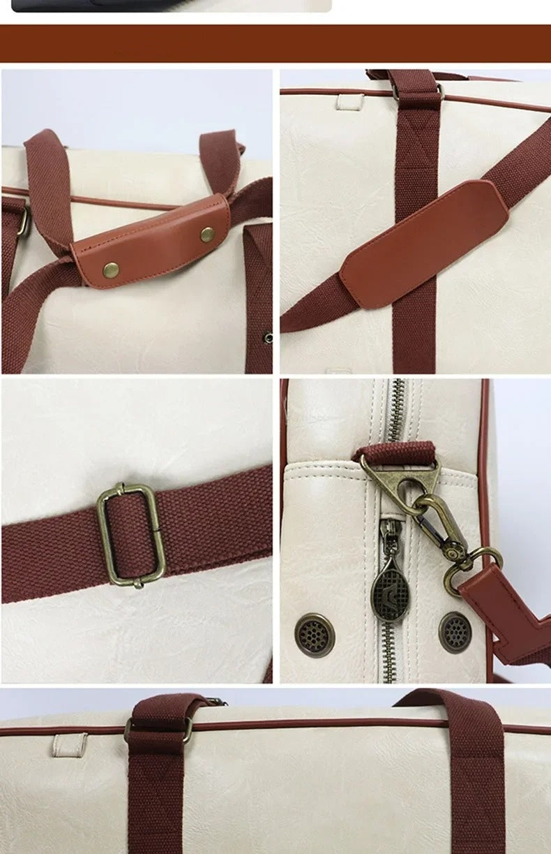 Multifunctional Tennis Bag Vintage Unisex Badminton Bag Separate Shoe Compartment Racket Insulation