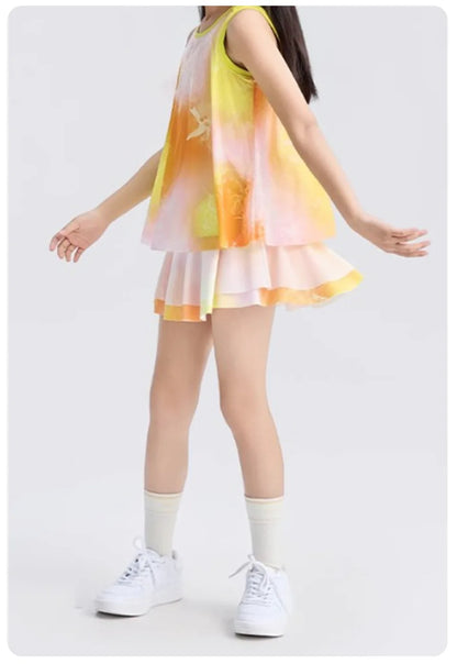 Pleated Skirts Girls Lightweight Tennis Skirt Kids Breathable Golf Skort Athletic Dance Running School Sport Skirts with Shorts