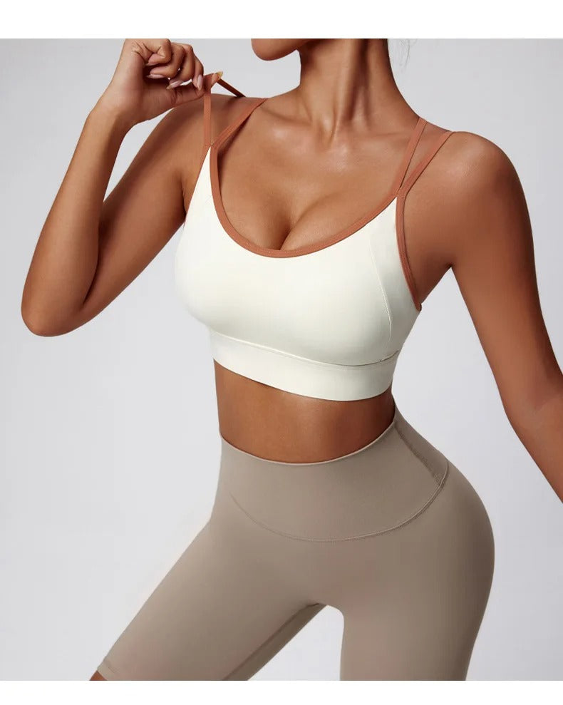 Medium Support Sports Bra Color Blocking Seamless Bralette Mujer Anti-Shock Running Yoga Pilates Top Gym Breathable Sexy Back