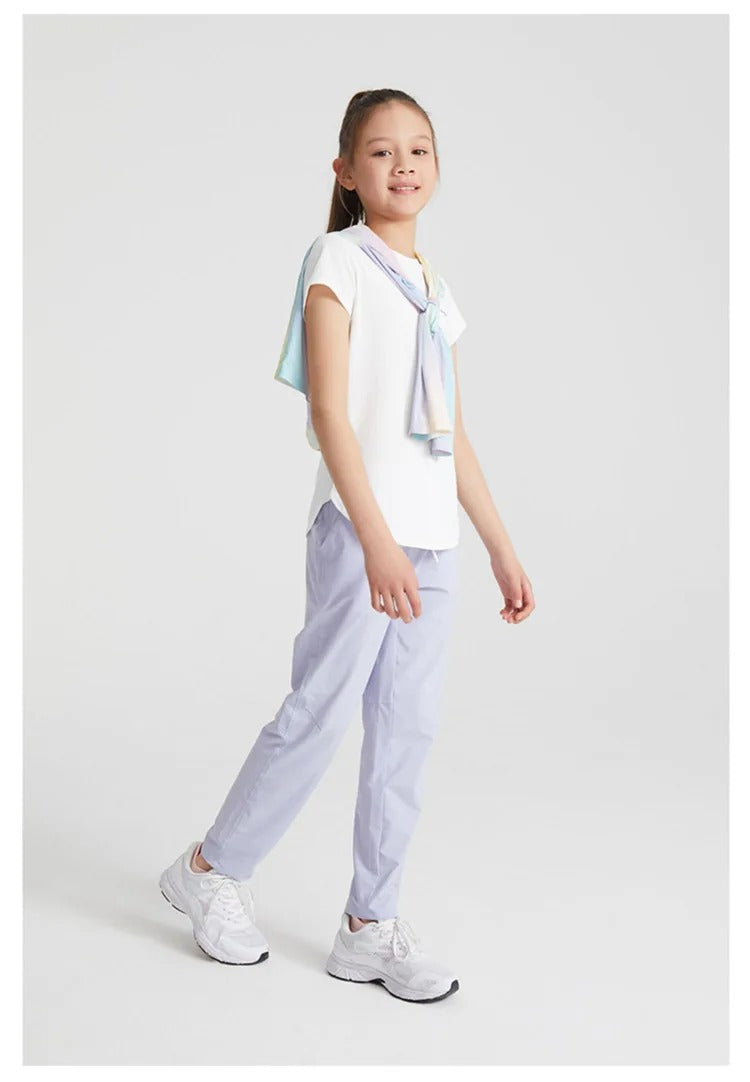 Unisex Kids Yoga Pants Summer Lightweight Athletic Leisure Capri Trousers Boy Girls Fitness Mosquito-proof Children Sports Pants