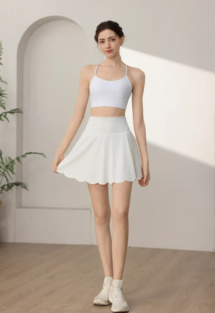 Tenis Skirt Women High Waist Yoga Skirt with Built-in Shorts Seamless Tennis Skorts Anti-Slip Athletic Workout Gym Skirts Summer