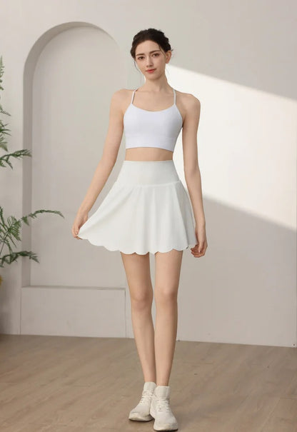 Tenis Skirt Women High Waist Yoga Skirt with Built-in Shorts Seamless Tennis Skorts Anti-Slip Athletic Workout Gym Skirts Summer
