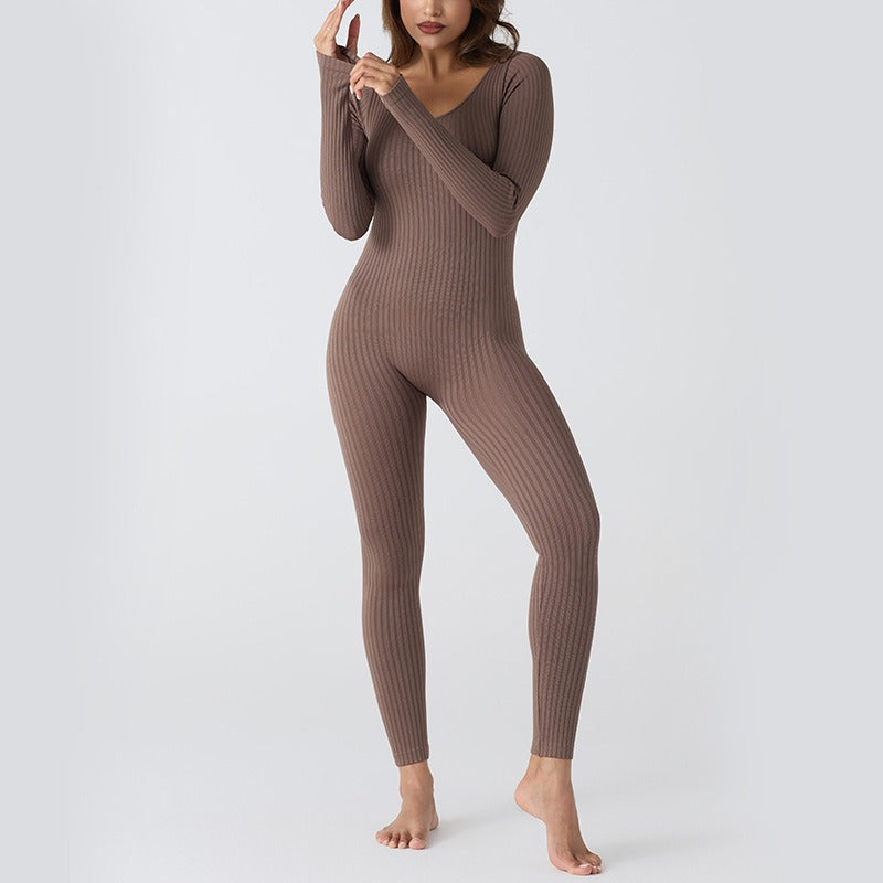 threaded one-piece yoga wear, no-awkwardly threaded fitness wear
