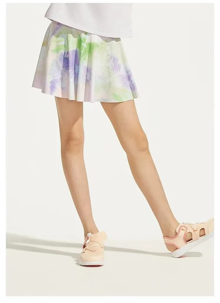 Girls Athletic Skirts With Shorts Print Pleated Tennis Skirt Dance Running Comfy Skort Lounge Cute Clothes Casual Summer Kids
