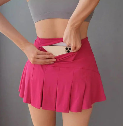 Women Tennis Skirts Golf Dancing Pocket Skorts SEXY Ladies Fitness Shorts High Waist Running Workout Pantskirt