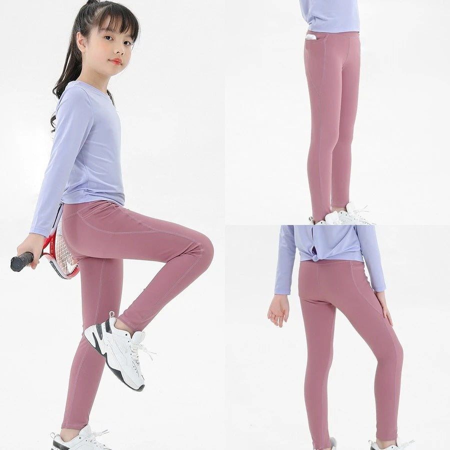 Girls Sports Leggings Kids Legging Dance Workout Running Pants Children Sportswear Active Tights Clothing