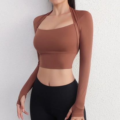 Women Shirt Long Sleeve Crop Top Lady Sports Gym Blouse Fitness T-Shirt Workout Sportswear Autumn Winter Clothes