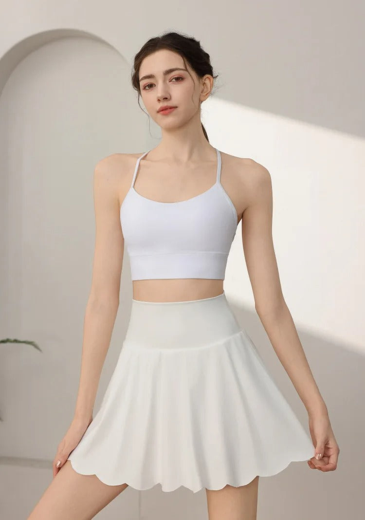 Tenis Skirt Women High Waist Yoga Skirt with Built-in Shorts Seamless Tennis Skorts Anti-Slip Athletic Workout Gym Skirts Summer