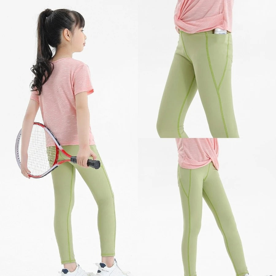 Girls Sports Leggings Kids Legging Dance Workout Running Pants Children Sportswear Active Tights Clothing