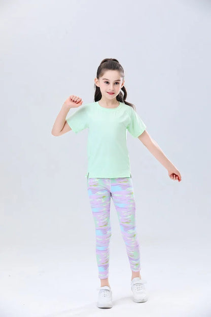 Kids T-shirts Short Sleeve Top Tees Tennis Boys Girls Sports Undershirt Solid Children Daily Shirt Summer Fitness Yoga Clothes
