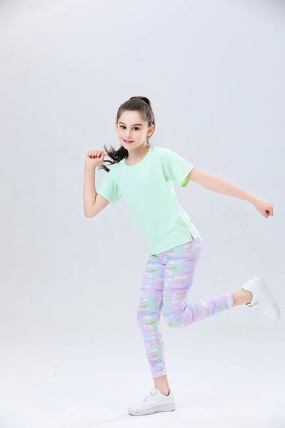 Kids T-shirts Short Sleeve Top Tees Tennis Boys Girls Sports Undershirt Solid Children Daily Shirt Summer Fitness Yoga Clothes