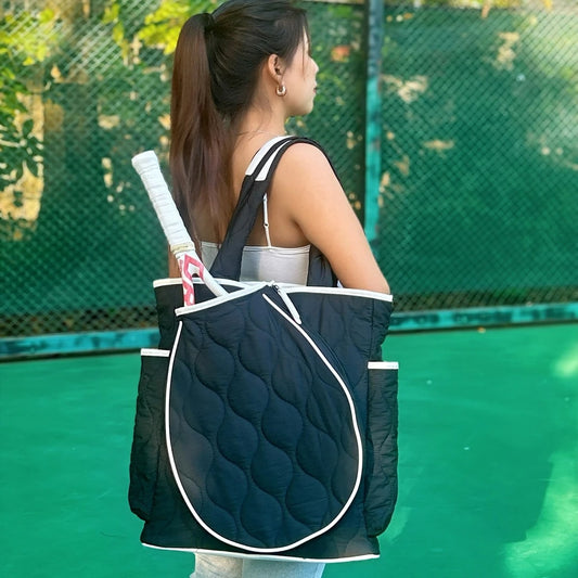 High quality women Large Capacity Zipper Tennis Racket Sling Sport Quilted Puffer Pickleball Bag Large Capacity Duffel Bag