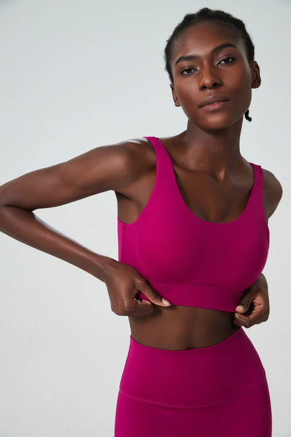 Fixed Pads Women Sports Bra Adjustable U Back Closure Comfortable Yoga Gym Bras Active Leisure Sports Underwear Running Corset