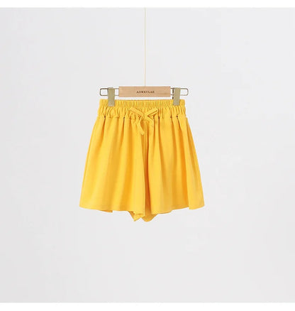 Summer Kids Leisure Shorts Fashionable Korean Style Girls Bow Shorts Children Capris Solid Casual Pants Breath Sports Trousers