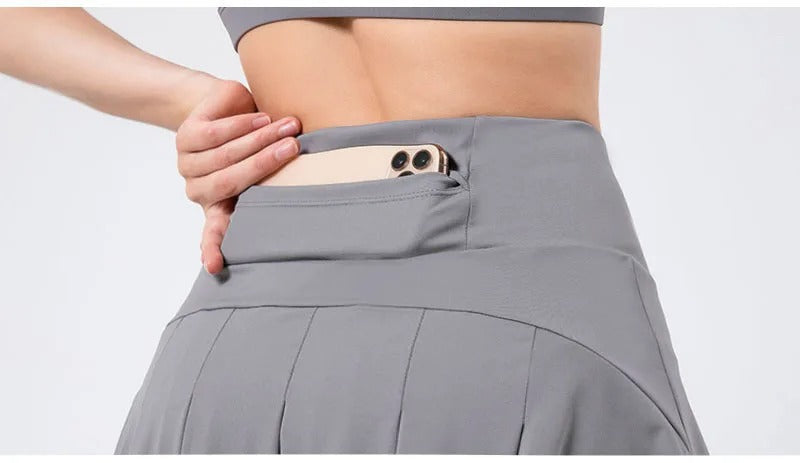 Women Tennis Skirts Golf Dancing Pocket Skorts SEXY Ladies Fitness Shorts High Waist Running Workout Pantskirt