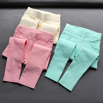 Kids Pants Girls Leggings Slim Elastic Pencil Trousers Spring Autumn Candy Color Casual Girls Solid Leggings Children Clothing