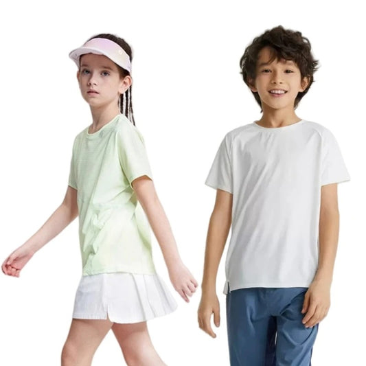 Kids T-shirts Short Sleeve Top Tees Tennis Boys Girls Sports Undershirt Solid Children Daily Shirt Summer Fitness Yoga Clothes