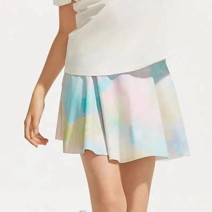 Girls Athletic Skirts With Shorts Print Pleated Tennis Skirt Dance Running Comfy Skort Lounge Cute Clothes Casual Summer Kids